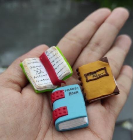 tiny books made of polymer clay