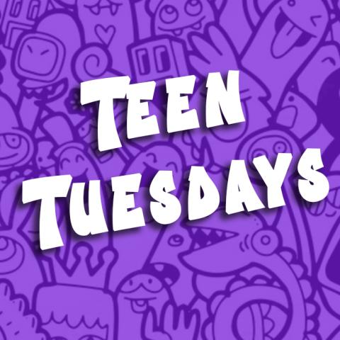 Teen Tuesdays on purple background