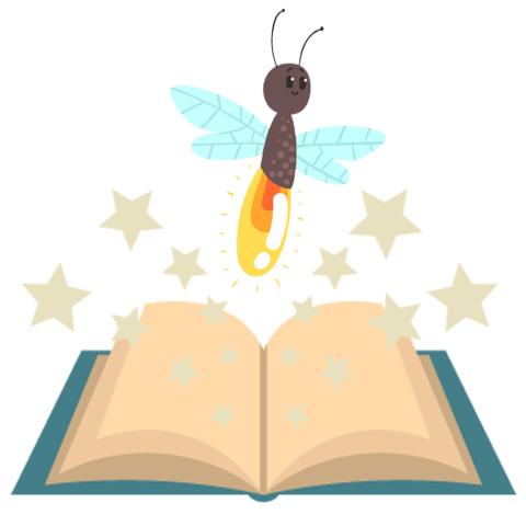 firefly over open book