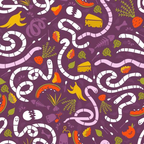 clipart of worms with food waste